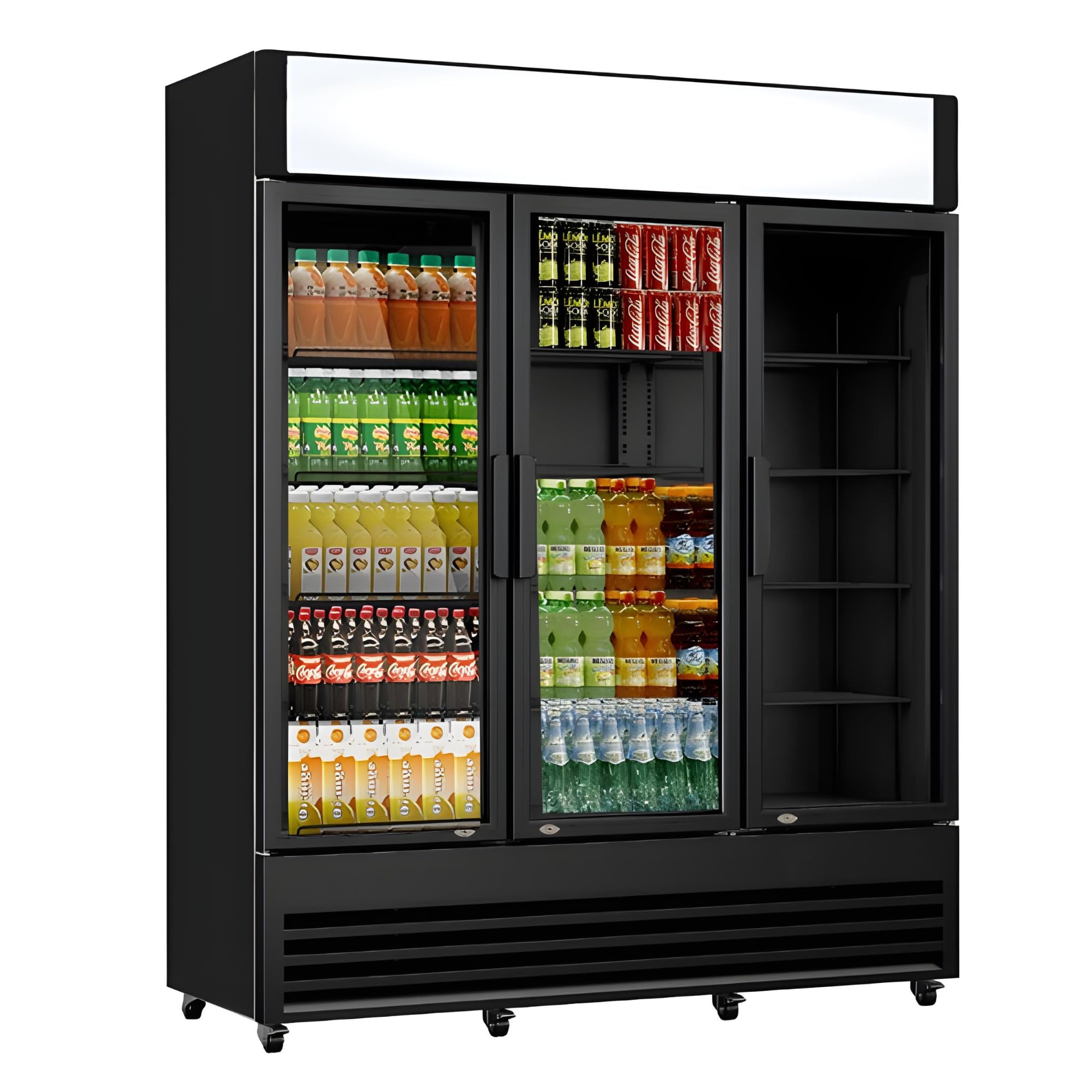 Genérico Armario Refrigerado para Bebidas 3 Puertas - 1065L - Canopy Iluminado - Iluminación LED - Temperatura Regulable - Ideal para Comercios, Bares y Supermercados - Dimensiones LPH: 1600 x 610 x