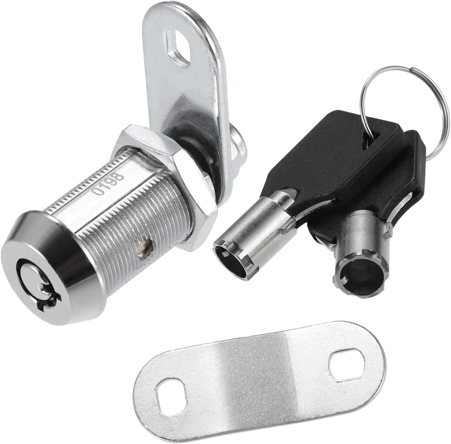 1 Set Chrome Finish Cam Lock RV Storage Locks Keyed Alike 1-1/8" Cylinder Fits on 7/8" Max Door Thickness with 2 Keys for RV Compartment Camper Auto Replacement Parts