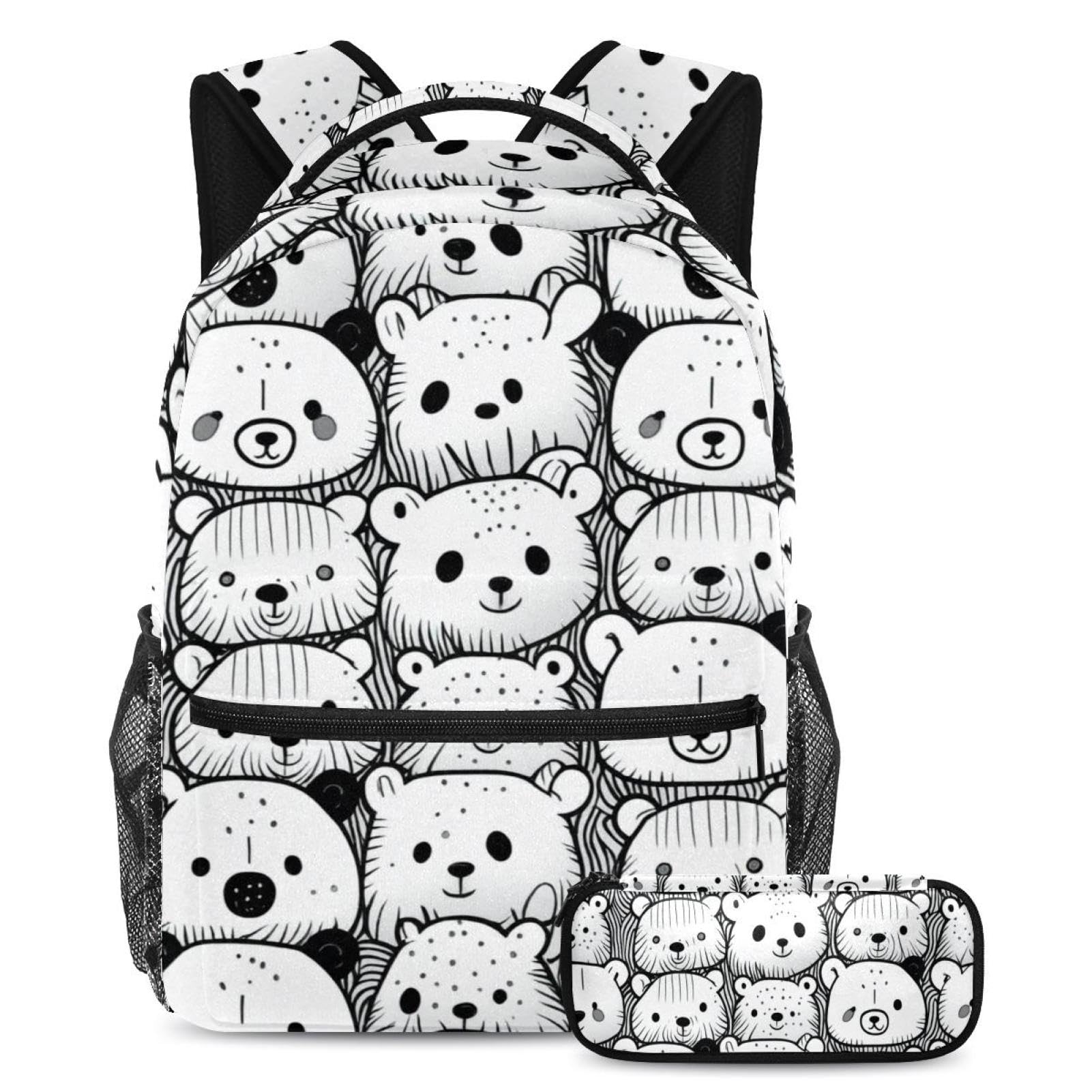 Cartable ours blanc sac à dos et trousse ergonomique contre le désordre - 7