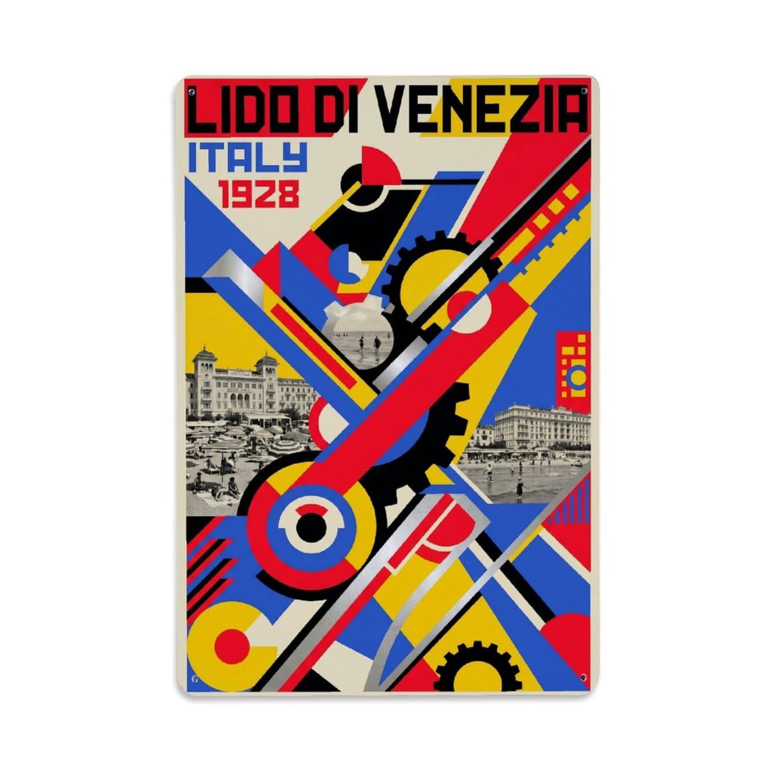 Olhnbad Style Lido Di Venezia Italy Coastal Constructivist Travel Metal Tin Sign