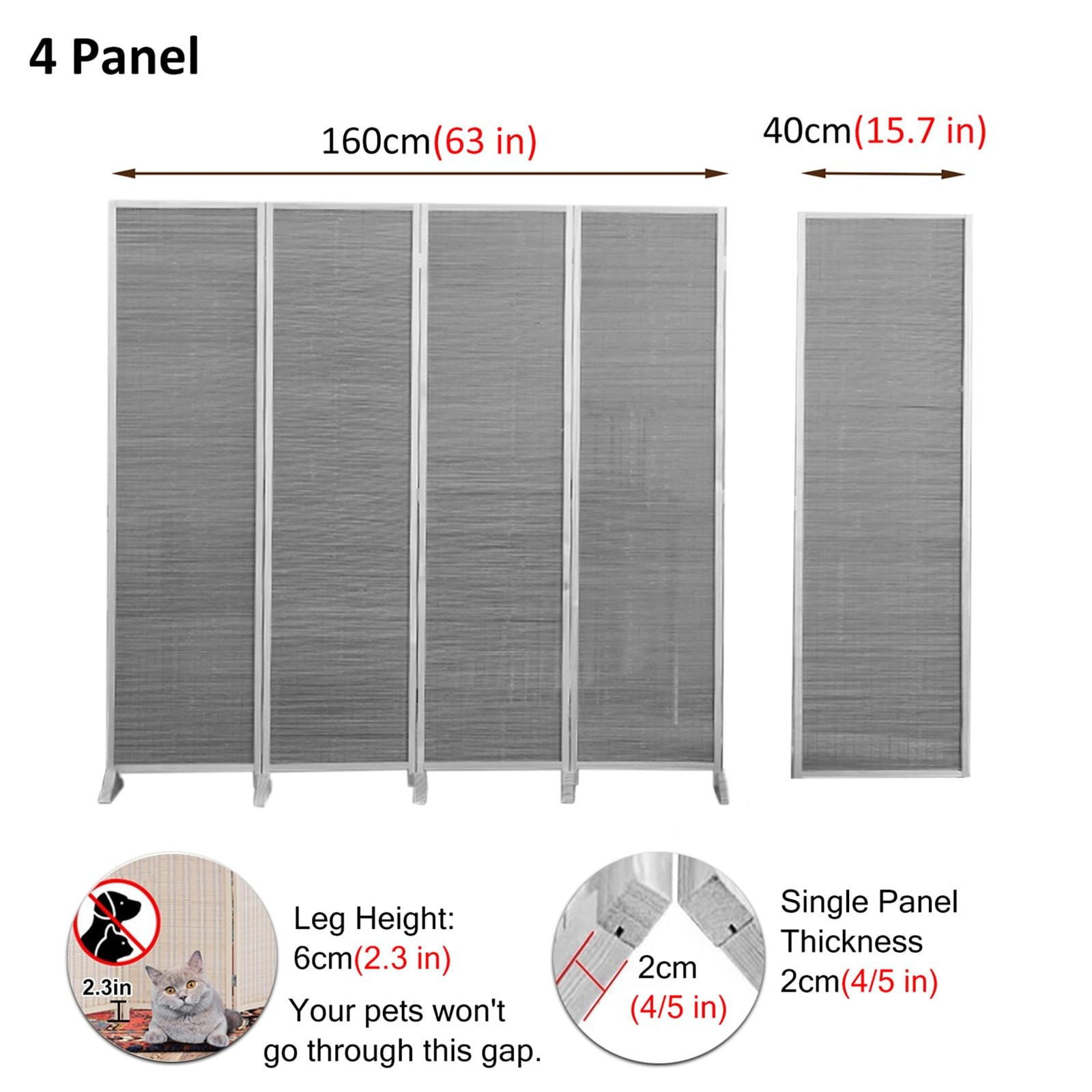 Biombo de 4 Paneles, Chusui Biombo Separador De Ambientes, Biombos