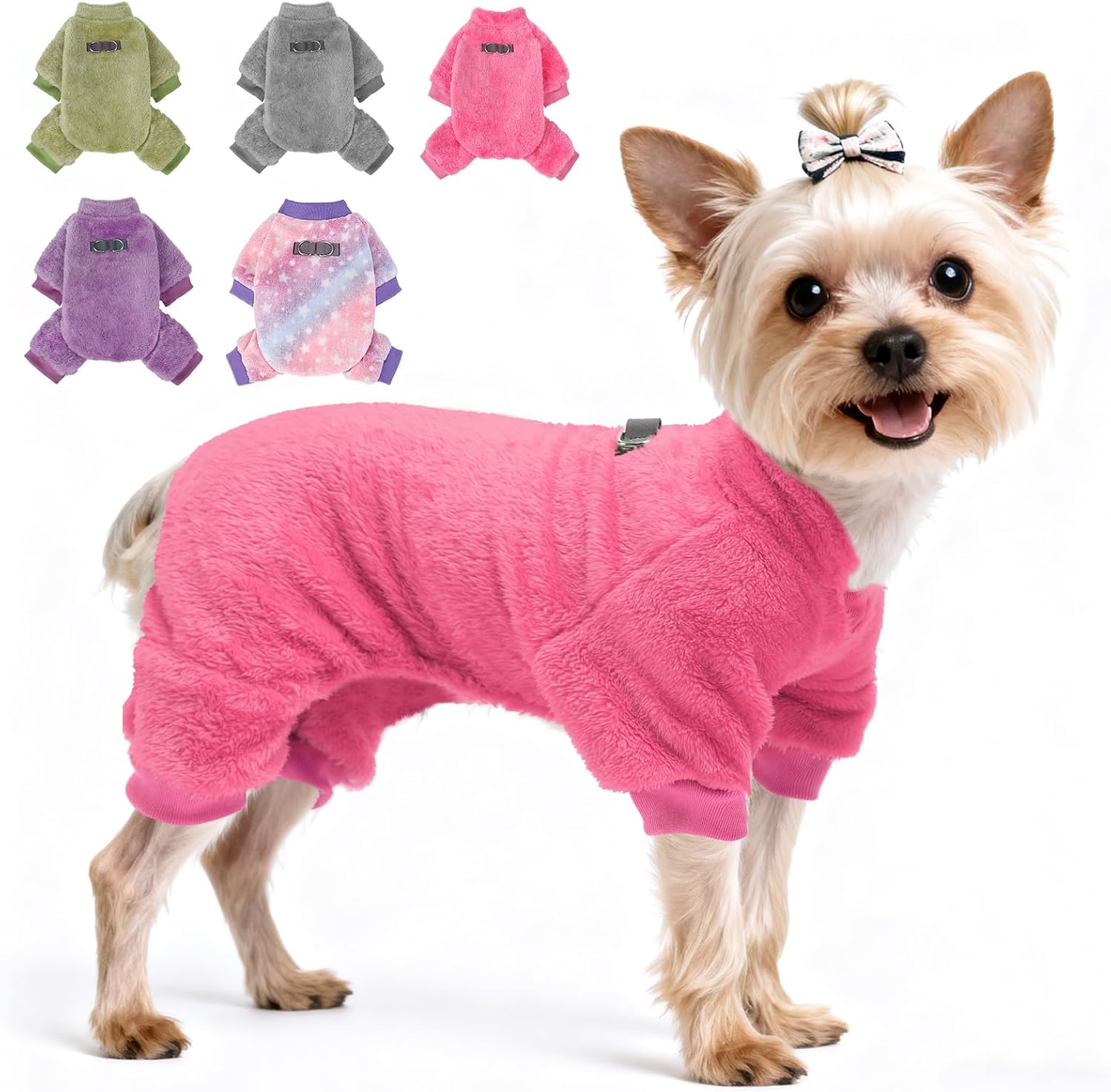 Pijama de terciopelo para perro PAWCHIE, rosa, XXS