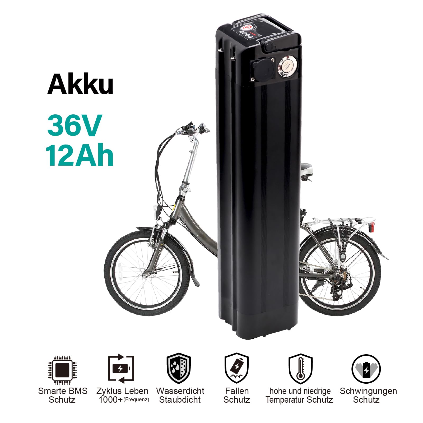 Batteria per bicicletta elettrica 36 V 12 Ah Phylion Zhenlong Trio MiFa Rex per Samsung ecc. Con caricatore