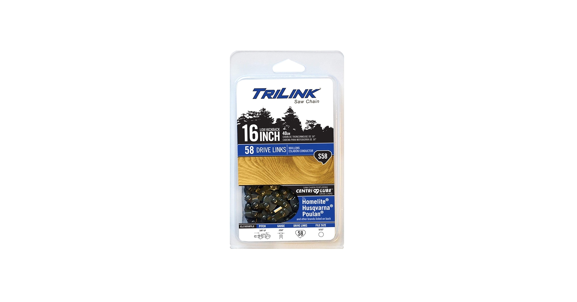 Amazon.com: TRILINK 3/8 LP .050 Gauge 58 Drive Links Chainsaw 16