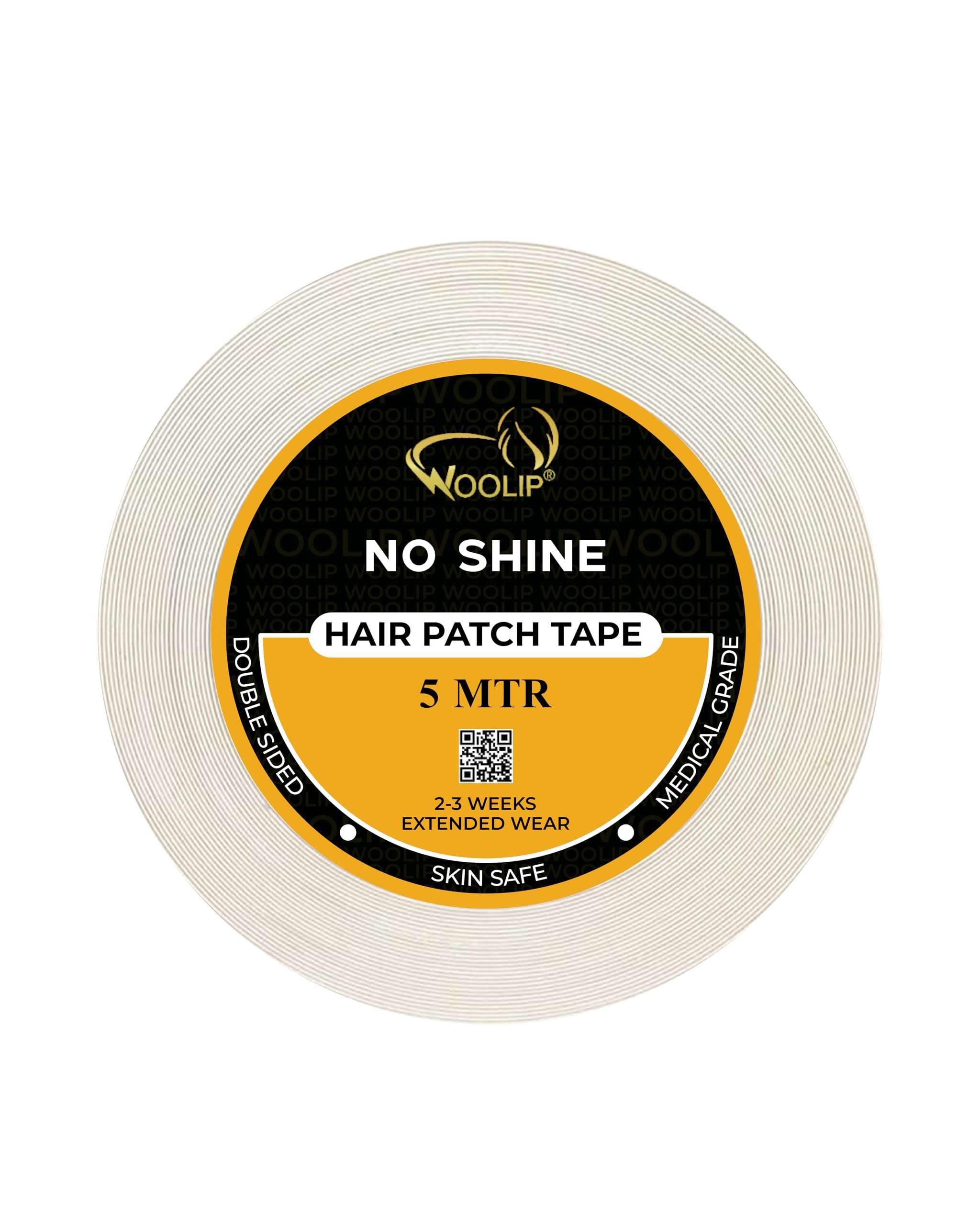 Woolip No shine Hair Patch Tape For Men - Extreme Hold Up To 2-3 Weeks | Waterproof, Transparent Tape for Hair Wigs | 1 Inch Cotton Material, Double Sided, Skin Safe | 5M