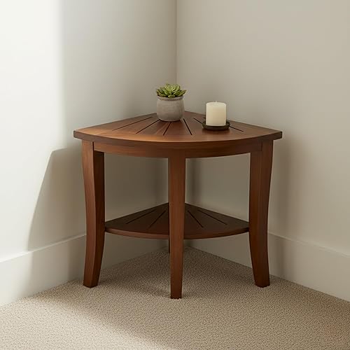 Miniatura 5 de Banco de ducha de esquina de teca auténtica