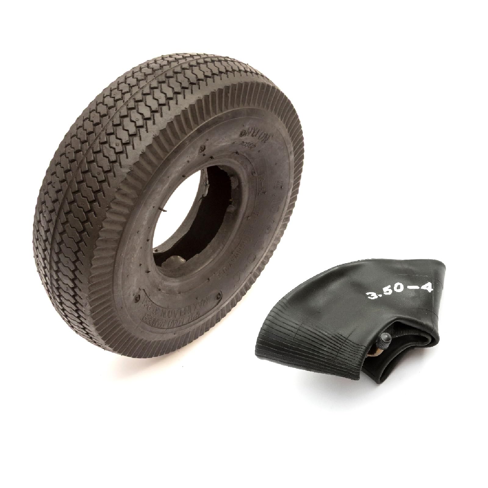 Tyre & Innertube 4.10/3.50-4 Mini BMX Bike Bicycle Black Block Tread 4 Inch Wheel Rim 4 Ply
