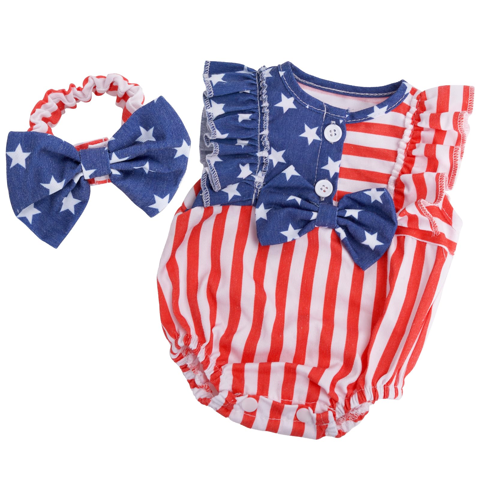 BABESIDE 2 Pcs Reborn Baby Doll Clothes Set for 17-22 Inch Babydolls, Baby Doll Accessories with Headband for Realistic Dolls Clothing, Stars and