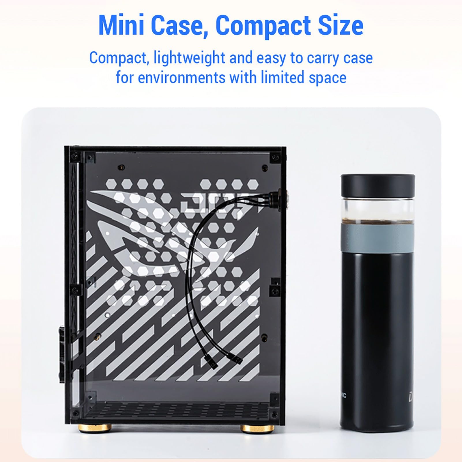 POENVFPO Mini-ITX Game PC Case Compatto e Telaio Portatile Shell in Plexiglass per di Flessione della Scheda Madre ITX, Computer Berrou-PC Bern Kili Tower per Piccoli Spazi (BLACK)
