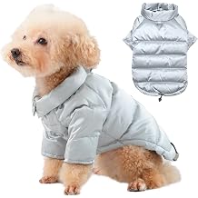 JoyDaog Heavyweight Dog Puffer Coat for Extra Cold Winter,Thicken Warm Insulated Puppy Down Jacket for Small Dogs,Silvergray M