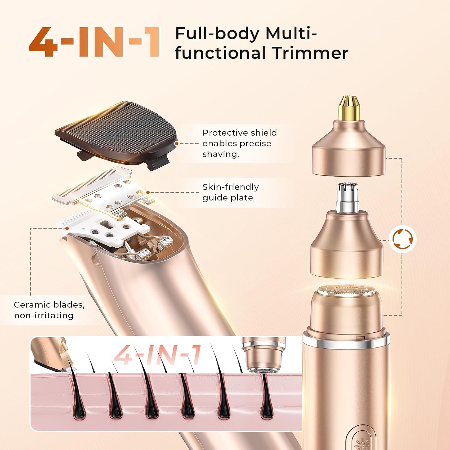 4 in 1 Bikini Trimmer for Women, Electric Razors for Women - Dual Head