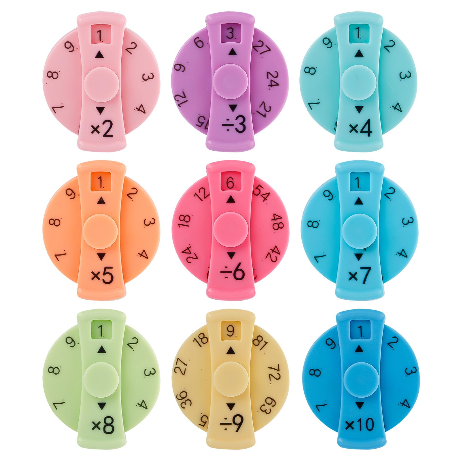 9 Pcs Math Fact Fidget Spinners, 9 Styles Colorful Math Fidget Toy ...