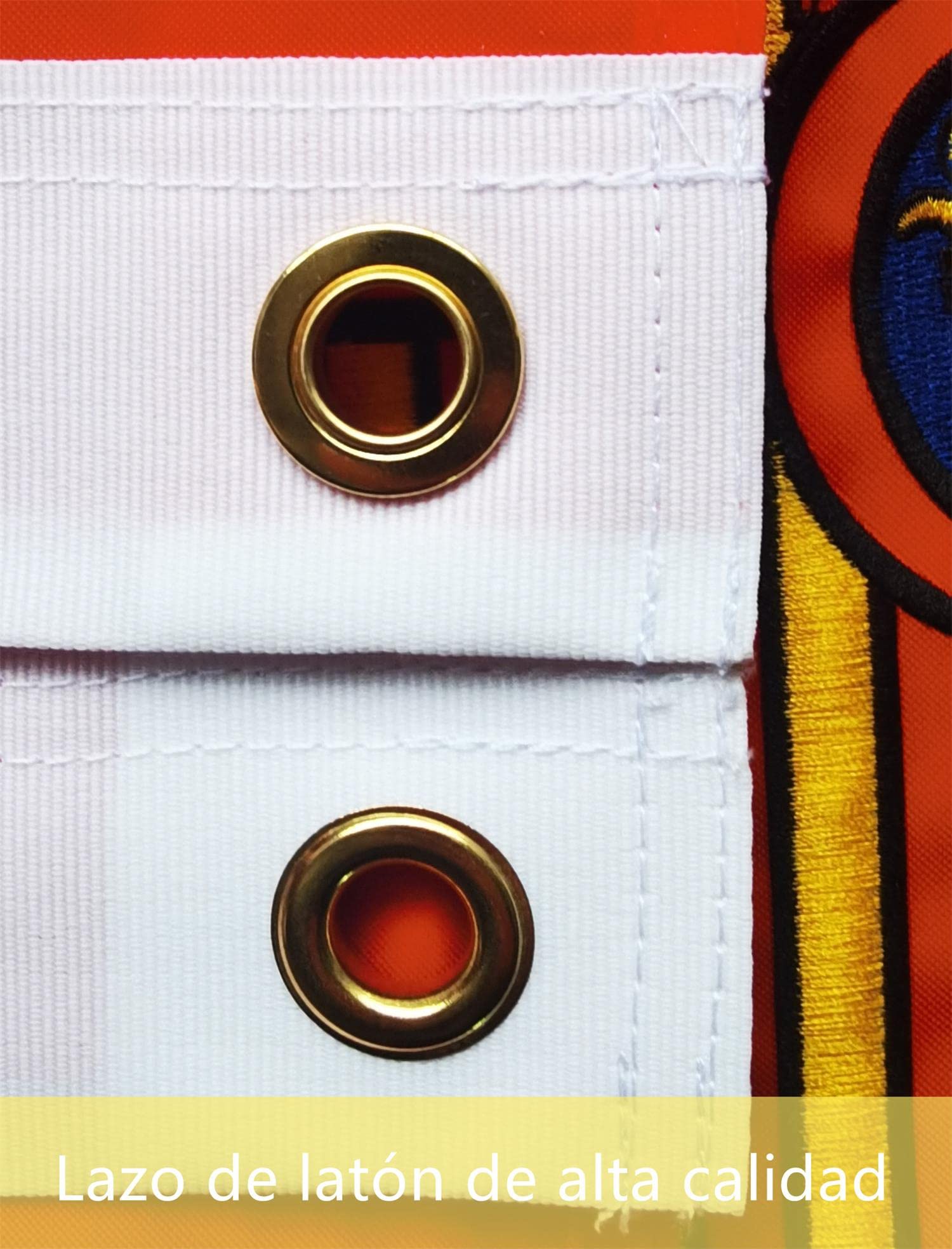 Bandera españa grande para Exterior 90x150cm ，Bordado de y rayas cosidas，Bandera de España balcón Reforzada y con 2 Ojales metálicos Spain flag Flaga hiszpańska