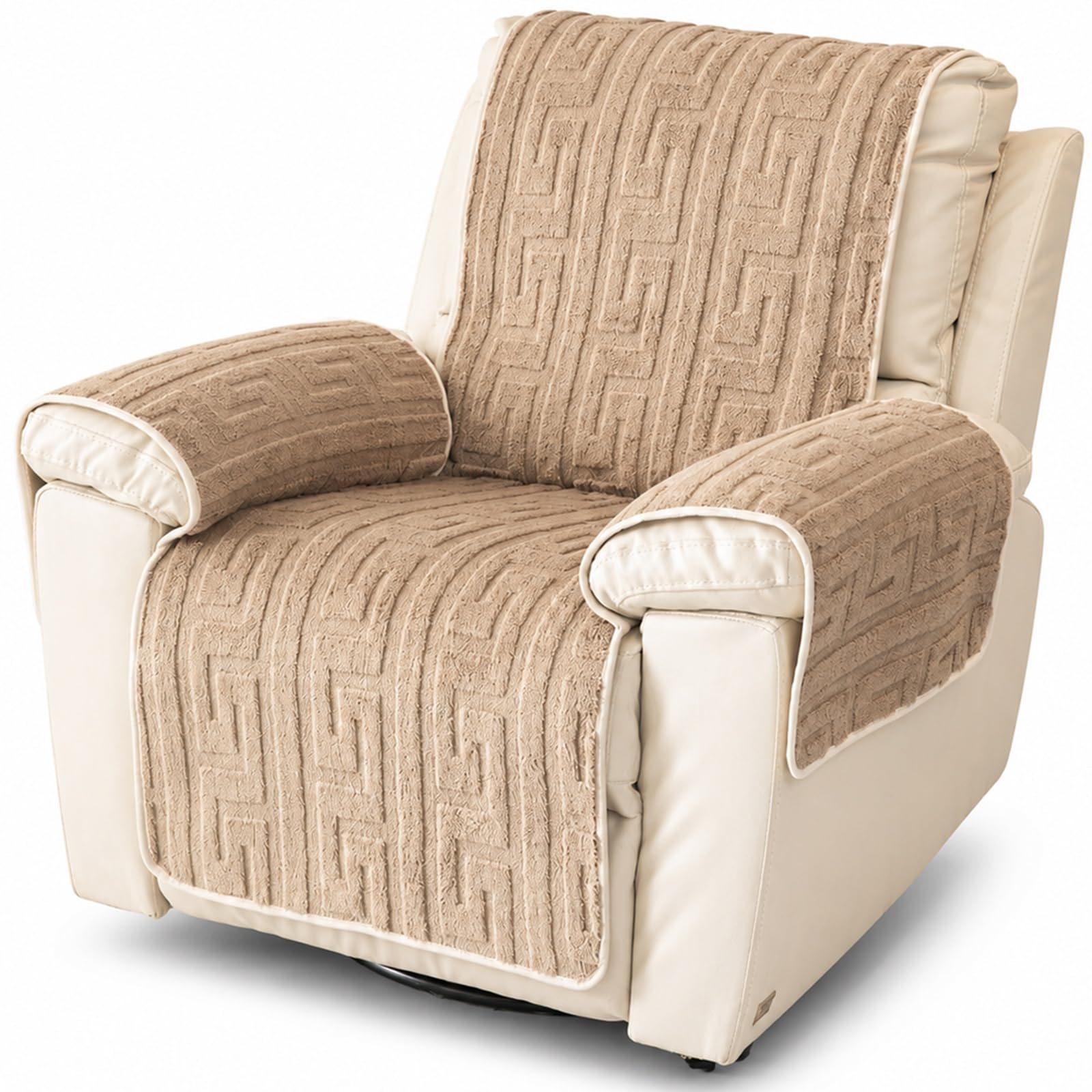 GZGLZDQ Recliner Chair Cover Non-slip, Armchair Cover Pet-safe Washable, Recliner Sofa Covers in Short Plush, Breathable Armchair Cover for Single Chairs Recliners Armchairs(A-light chestnut)