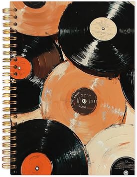 Vintage Vinyl Records Music Spiral Notebook Journal 5.5x8.3, Music Gifts Journals for Writing, Gifts for Vinyl Record Lovers Hardcover Notebooks for Note Taking