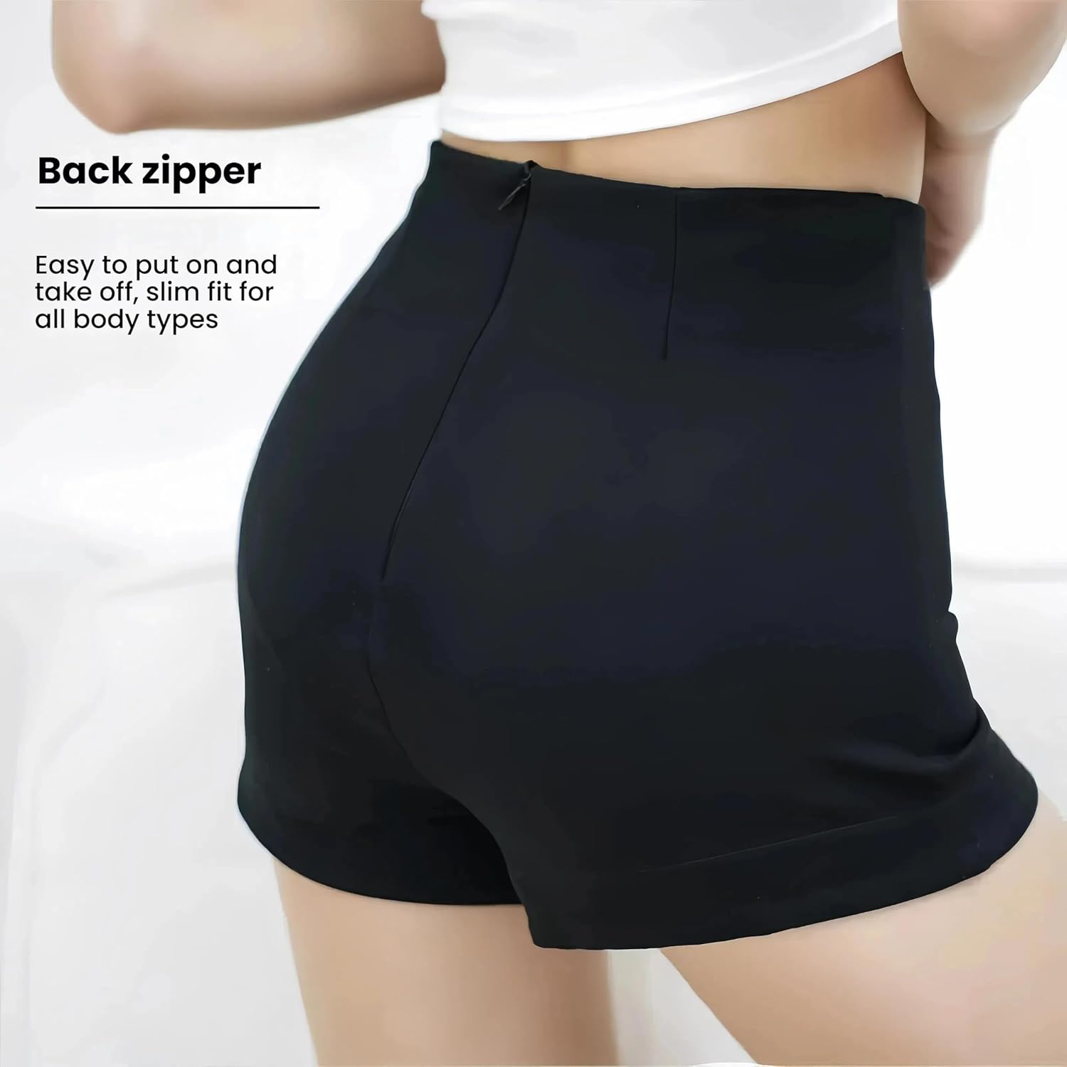 Women's Quick Dry High Waisted Elastic Shorts DriFit Flattering Athletic Gym Shorts with Tummy Control Black - Image 2