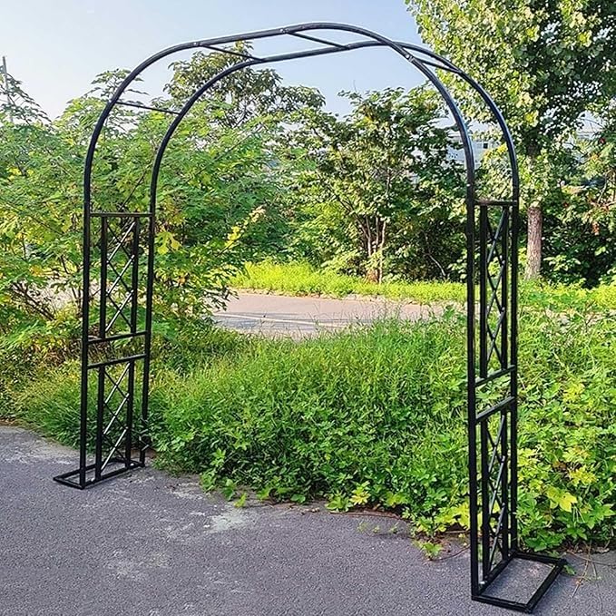 Arche de mariage et d'extérieur en acier noir pour une décoration fleurie