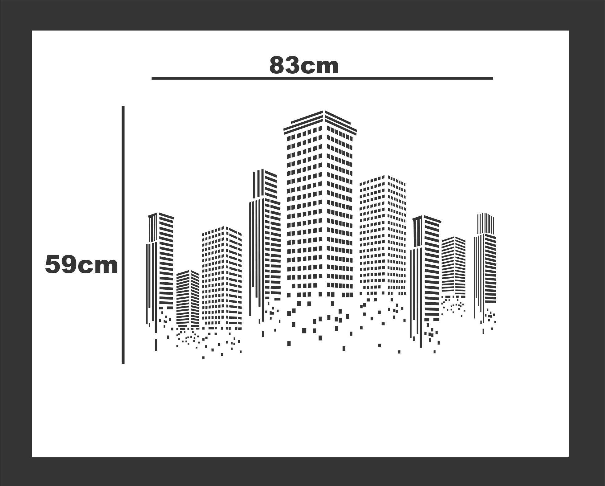 Urban City Building Black wall Sticker Size(83 * 59) cm 1