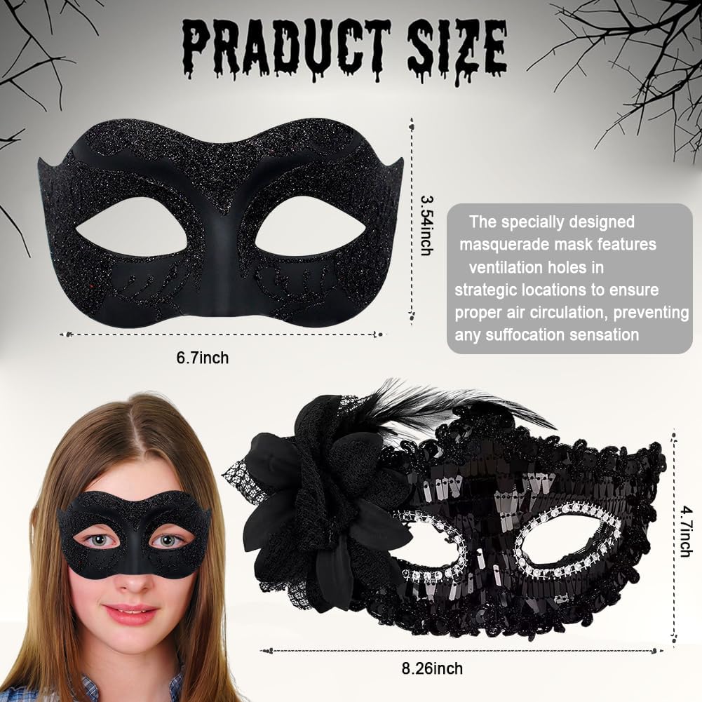 WFKKMEQ Couple Masquerade Masks Set - Image 2