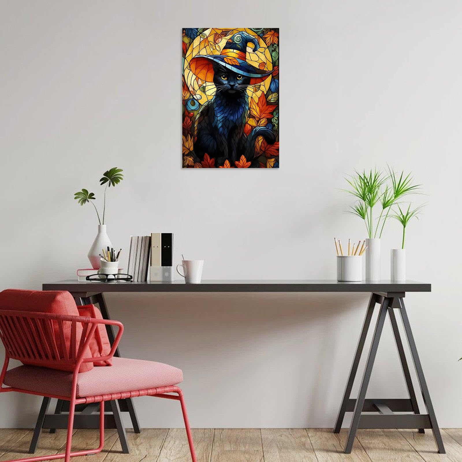 Great Jigsaw Puzzles for Adults 300 Pieces Halloween Black Cat Challenging Puzzles for Adults Gift for Friends Family Home Decoration Puzzle - Image 3
