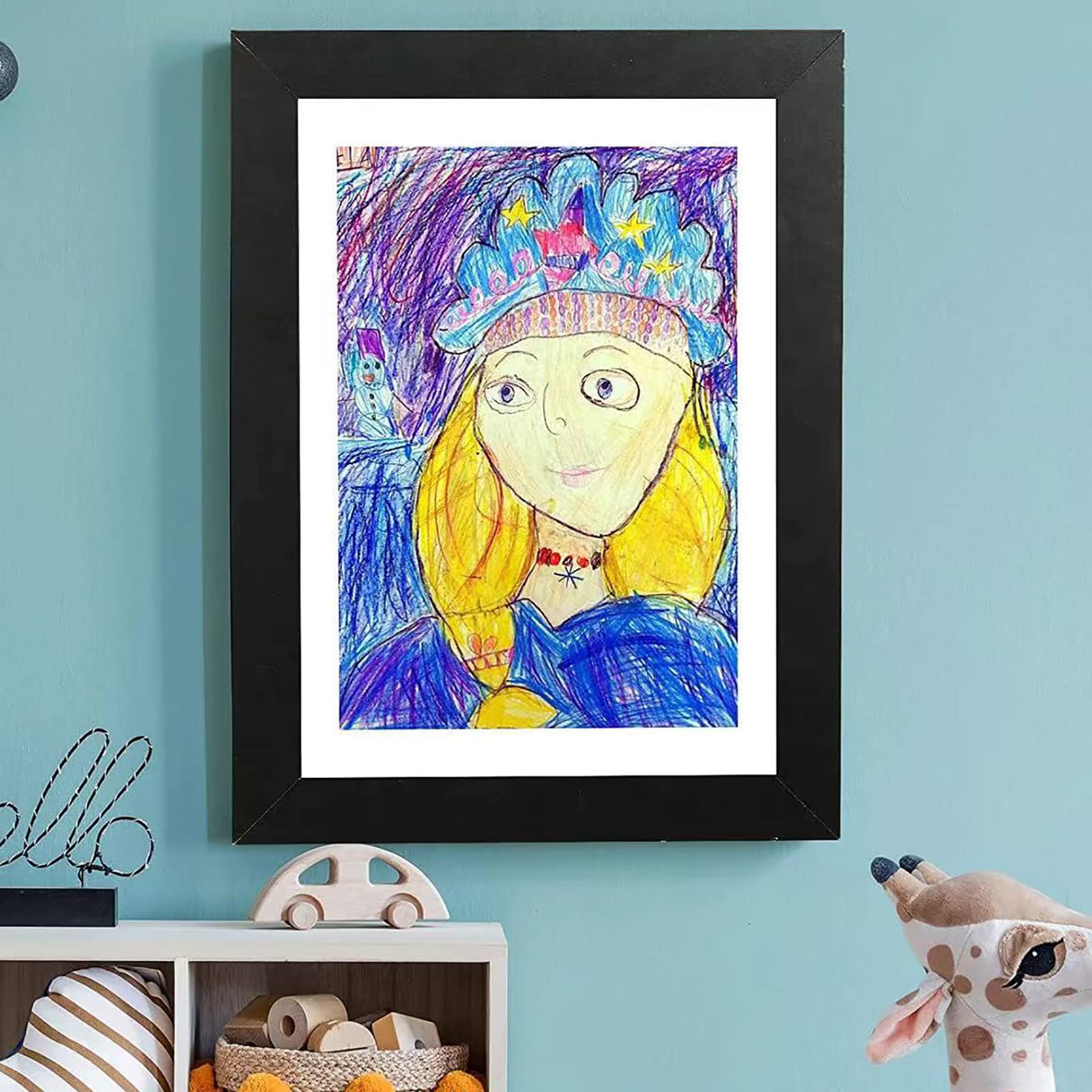 Cadre Photo A4, Cadre Pliant pour Dessins Acrylique Pliable à Remplir, pour Afficher ou Suspendre les Oeuvres d'Art de Vos Enfants 1 pièce, noir