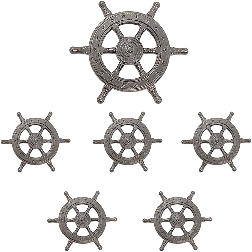 Miniatura 9 de 6 manijas de timón de barco, pomos de gabinete de timón de barco, perillas temáticas oceánicas, manijas de aleación de zinc, pomos de tocador