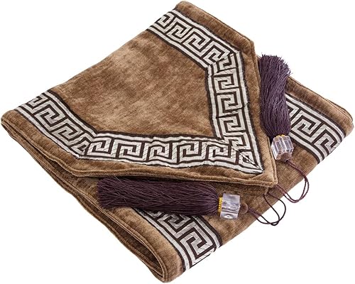 Miniatura 4 de rockcloud Camino de mesa de terciopelo de estilo retro de 12 x 70 pulgadas con borlas para decoración del hogar, fiesta de Navidad, decoración de