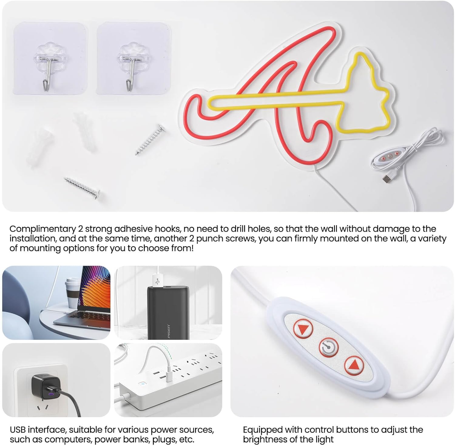 Baseball Neon Sign For Wall Decor - LED Baseball Team Logo Neon Sign For Man Cave Bedroom,Parties, Bars, Office Wall Art And Game Room Decor - Image 3