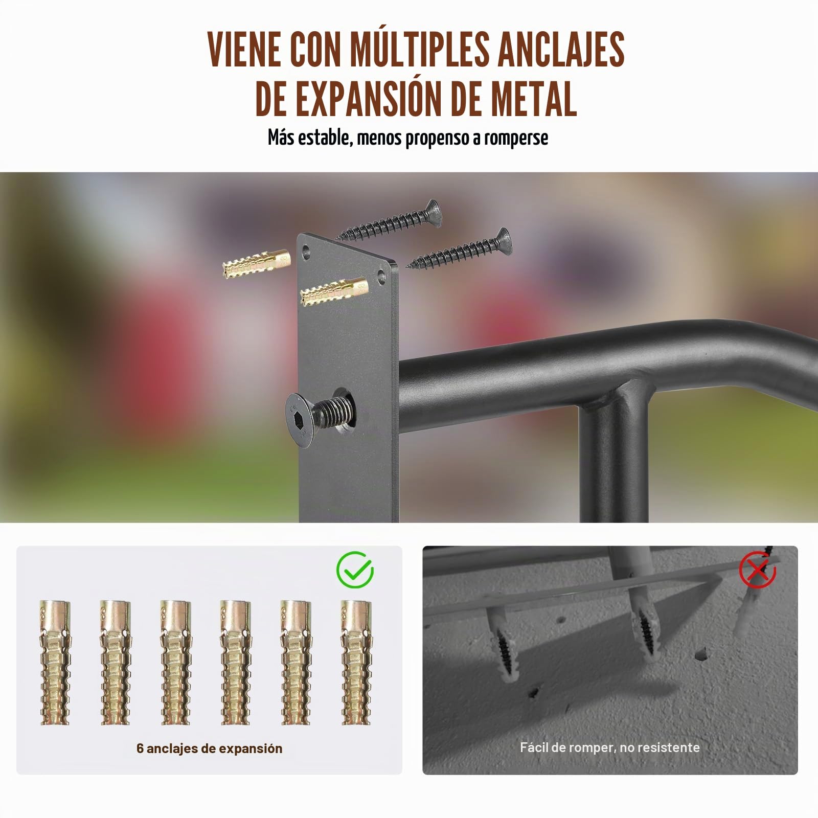 VEVOR Pasamanos de Escalera para Escalones Exteriores 813 mm Barandilla de Seguridad Montado en Pared para 1-3 Escalones Acabado Negro Mate para Personas Mayores, Embarazadas, Discapacitadas