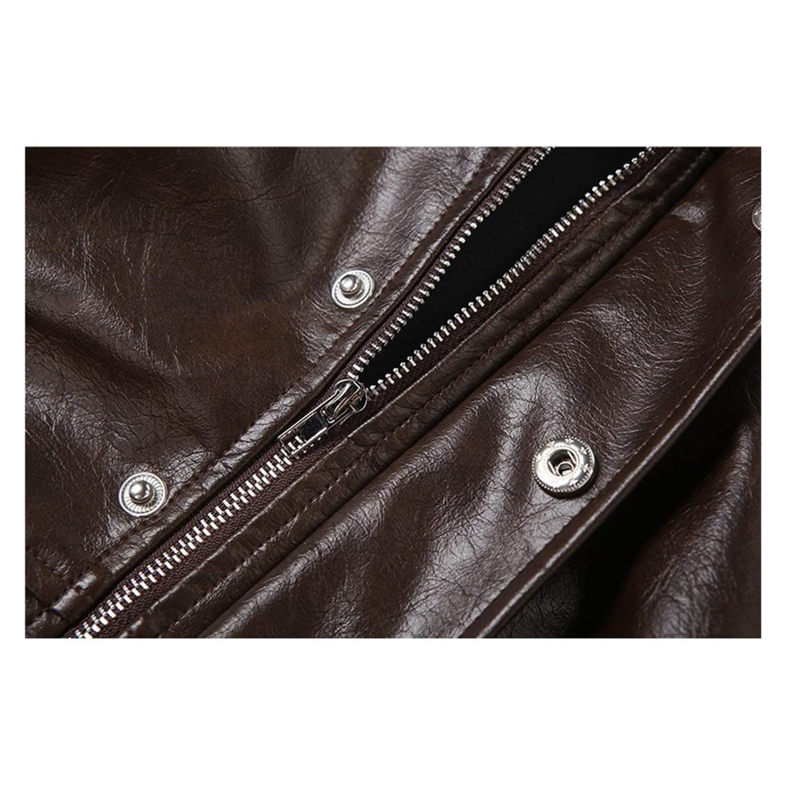 Veste Courte En PU À Col Haut Et Fermeture Éclair Unie