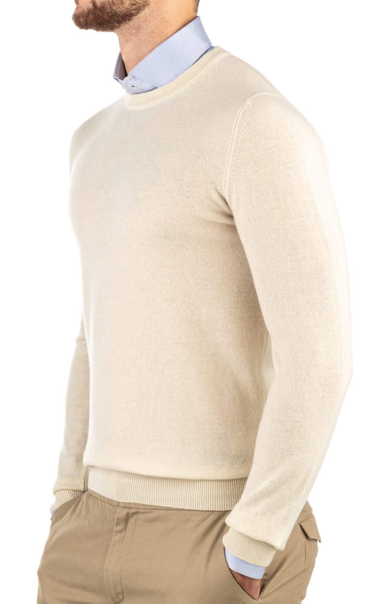 Dolcevita - Jersey para hombre, 30% puro cachemir, 70% pura lana, fabricado en Italia, manga larga, suave y cálido