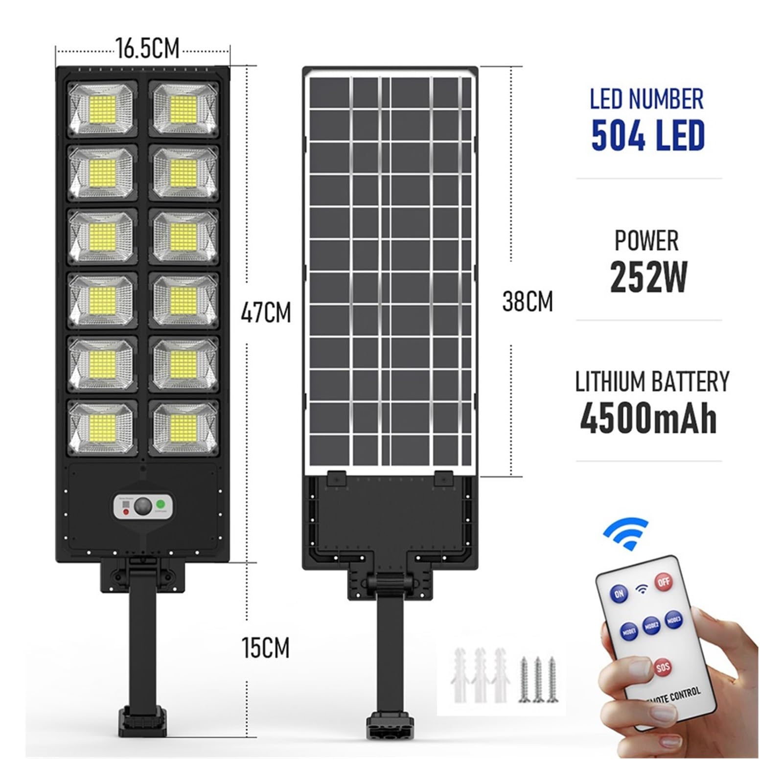 Farola solar Luces solares for exteriores de 12000 lúmenes, iluminación LED impermeable for jardín, calle, paisaje, balcón, Sensor de movimiento, lámparas de pared solares Brillo ultra alto durante to