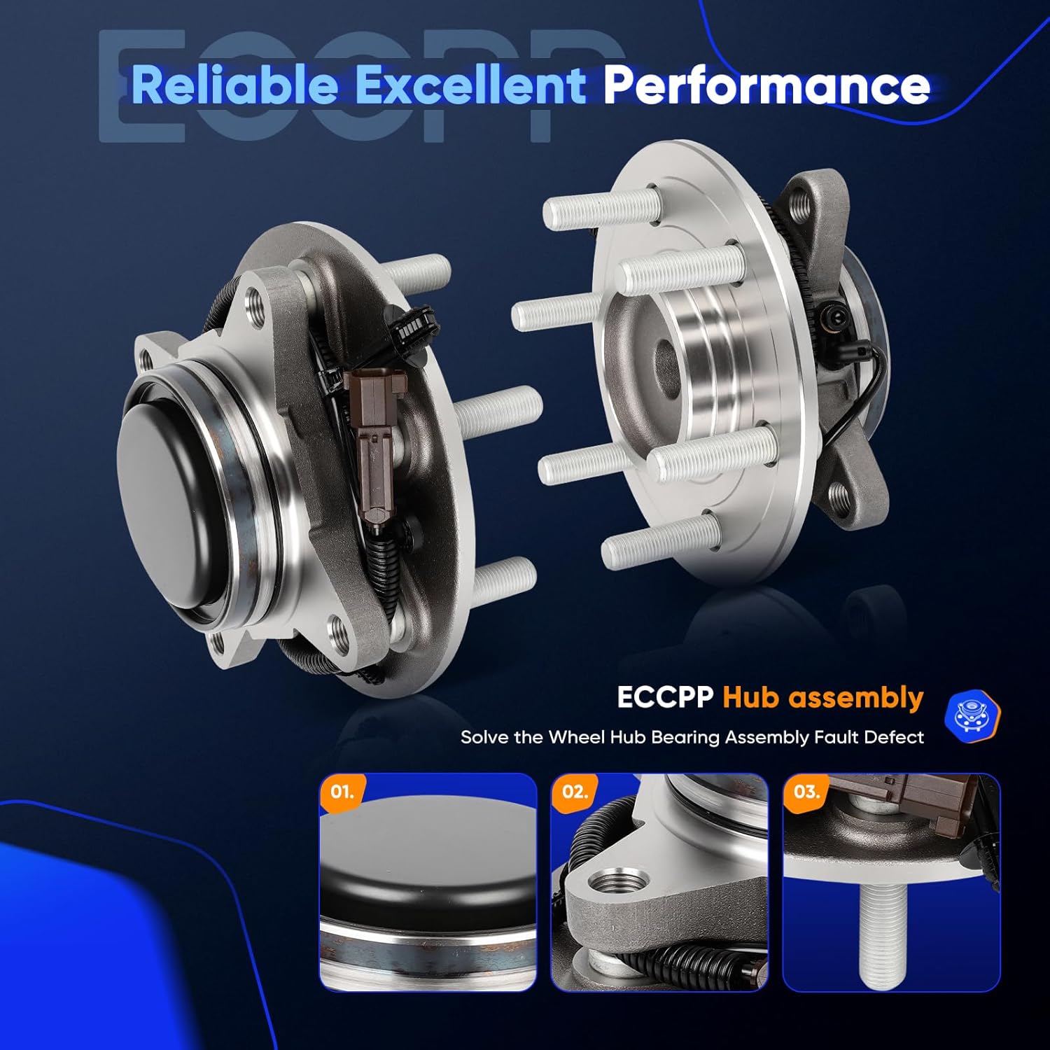 ECCPP 515176 Front Wheel Hub Bearing Assembly Fits for 2018-2019 for Ford Expedition, 2018-2019 for Ford F-150, 2018-2019 for Lincoln Navigator Sensor Wire
