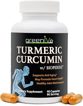 GreenIVe Turmeric Curcumin with BioPerine 95% Curcuminoids 1500mg 46X Higher Absorption Black Pepper Extract 90 Vegetarian Capsules Non-GMO, Made in USA