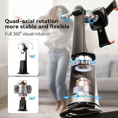 Miniatura 7 de weini Trípode de seguimiento facial automático giratorio de 360 para teléfono celular, kits de fotos y video, sin aplicación, soporte de cámara con