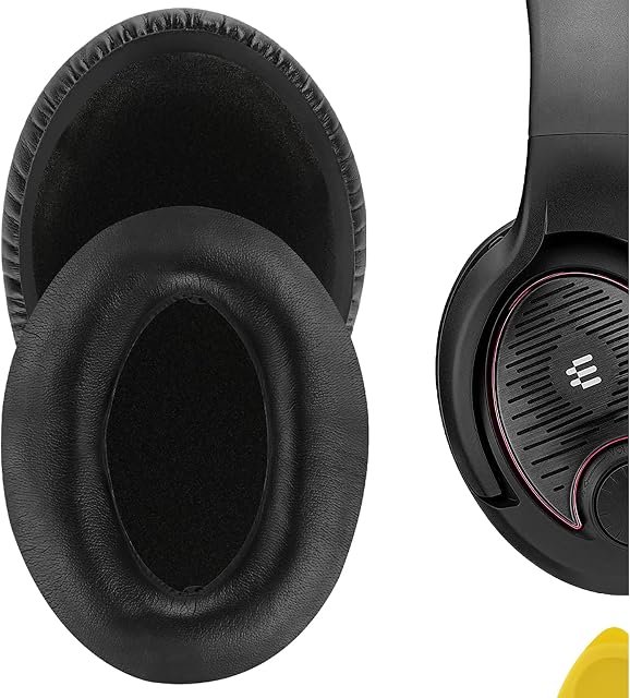 Geekria QuickFit Protein Leather Replacement Ear Pads for Sennheiser GAME ONE, GAME ZERO, PC360, PC363D, PC373D Headphones Ear Cushions, Headset Earpads, Ear Cups Repair Parts (Black)