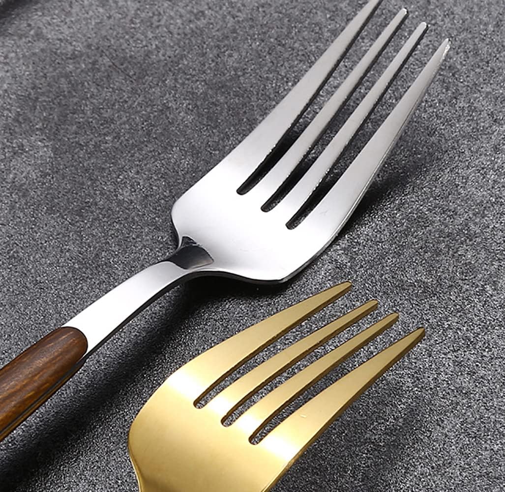 Wooden Gold Silverware Set With Wood Handle 30 Piece Flatware Sets Service for 6 Stainless Steel Home Kitchen Wedding Restaurant Cutlery Utensils Set Knifes Forks and Spoons