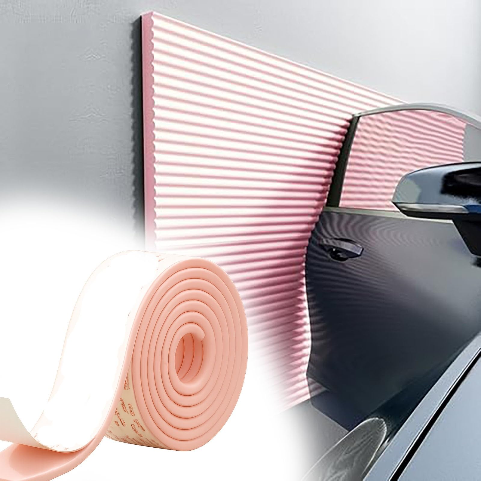 Mousse Protection Garage Tapis de Mousse d'impact de Mur de stationnement Souterrain Bleu Beige Rose Gris, Protecteur de Mur de Garage de Largeur 8 à 20 cm(Pink,W 20 CM L 5 M)