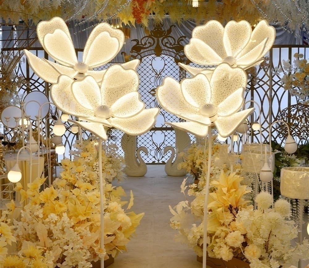 Led Peony Set of 3, Wedding Flower Guide Lights, Decorative Led Flowers, Peony Floor Lamp, Romantic Wedding Peony Lamp, Decoration LED Lamp for Party Birthdays