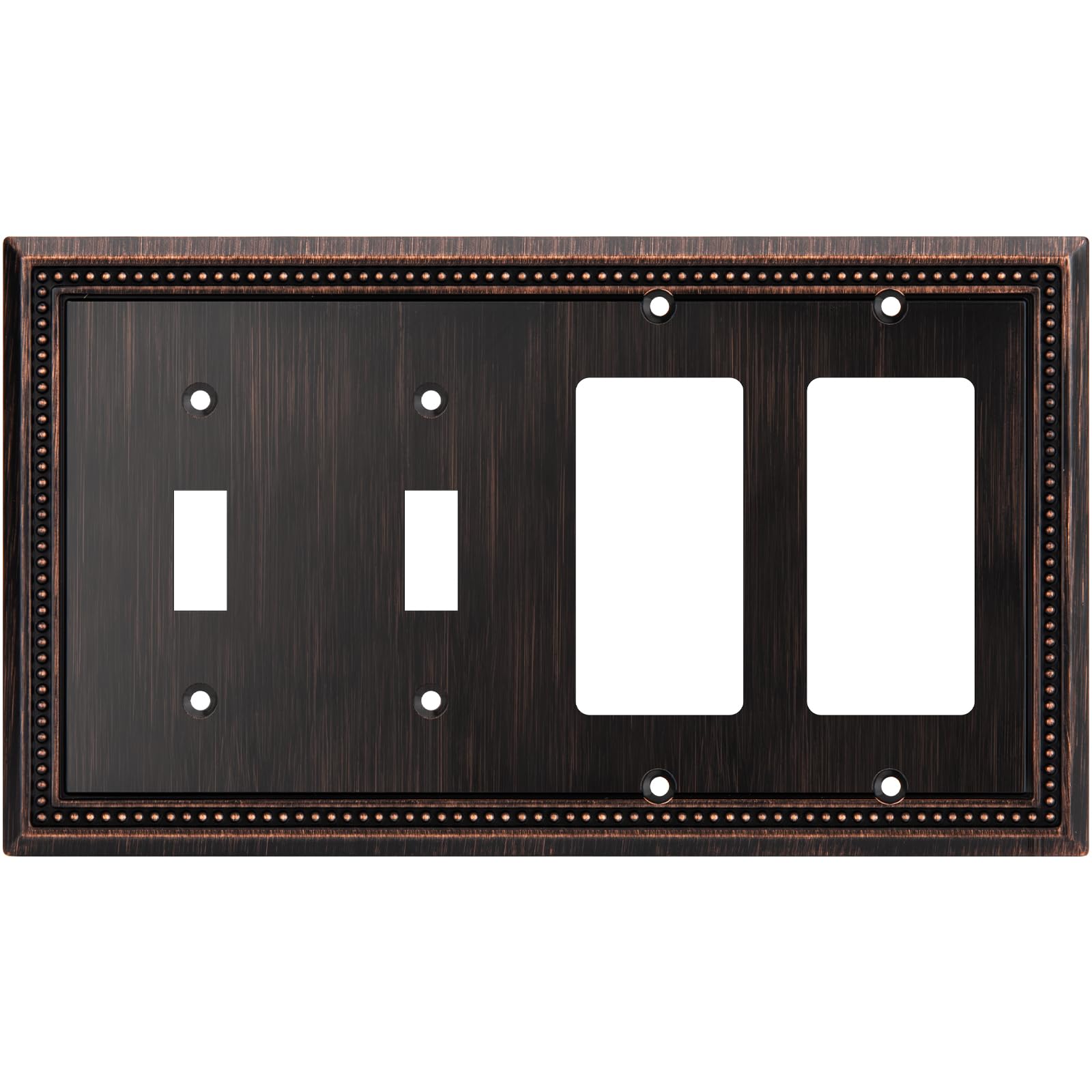 Henne Bery Sunken Pearls Decorative Wall Plate Switch Plate Outlet Cover (Double Toggle/Double Decorator, Aged Bronze)