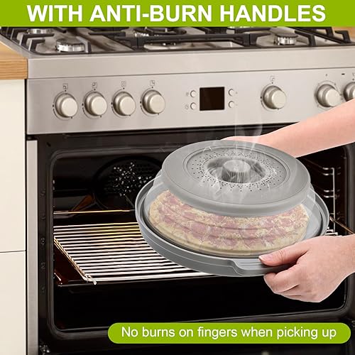 Miniatura 3 de Cubierta para salpicaduras de microondas y placa antiquemaduras, cubierta plegable de plástico y silicona para microondas para alimentos con