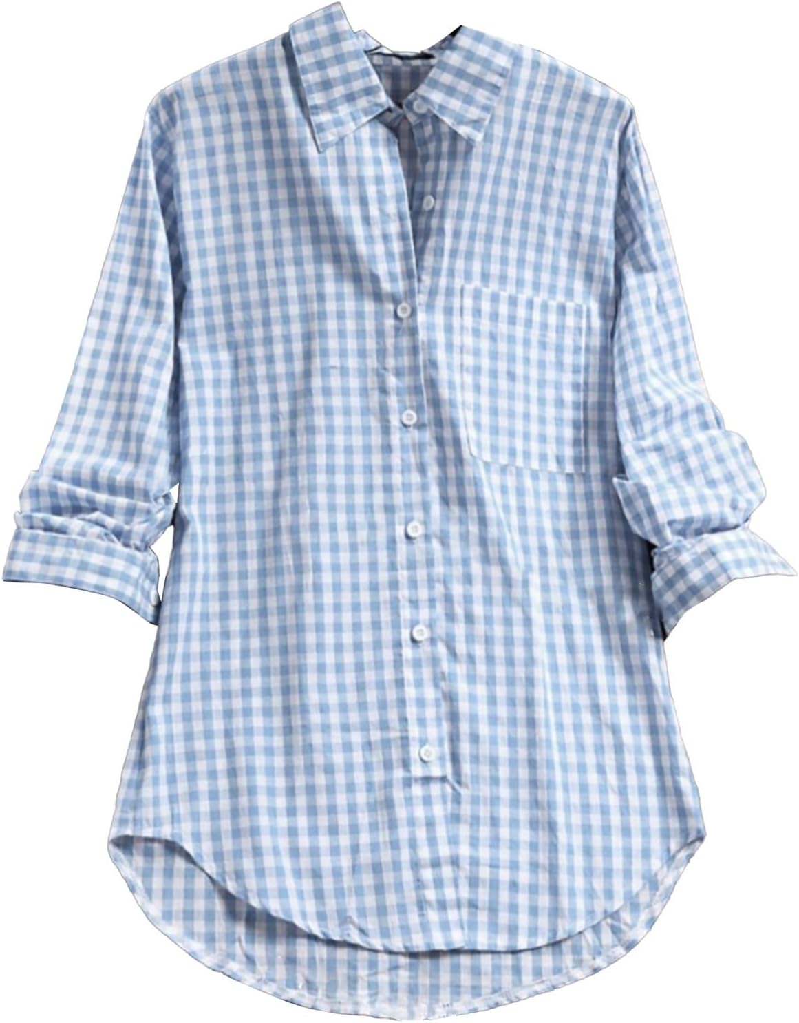 Womens Plaid Shirt Oversized Button Down Shirts Casual Lapel Collar Long Sleeve Blouse Vintage Boyfriend Long Checked Shirts Basic Loose Check Blouses Top with Pocket