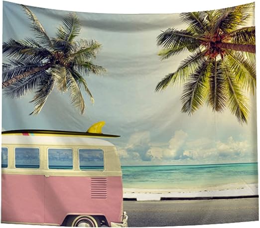 Amazon Co Jp Nd タペストリー 西海岸 グッズ 雑貨 アメリカン ビーチ 風景 海 インテリア おしゃれ 景色 大判 大きい 部屋 飾り背景布 ファブリックポスター インテリア 布 テレワーク 背景 デザイン１ ホーム キッチン