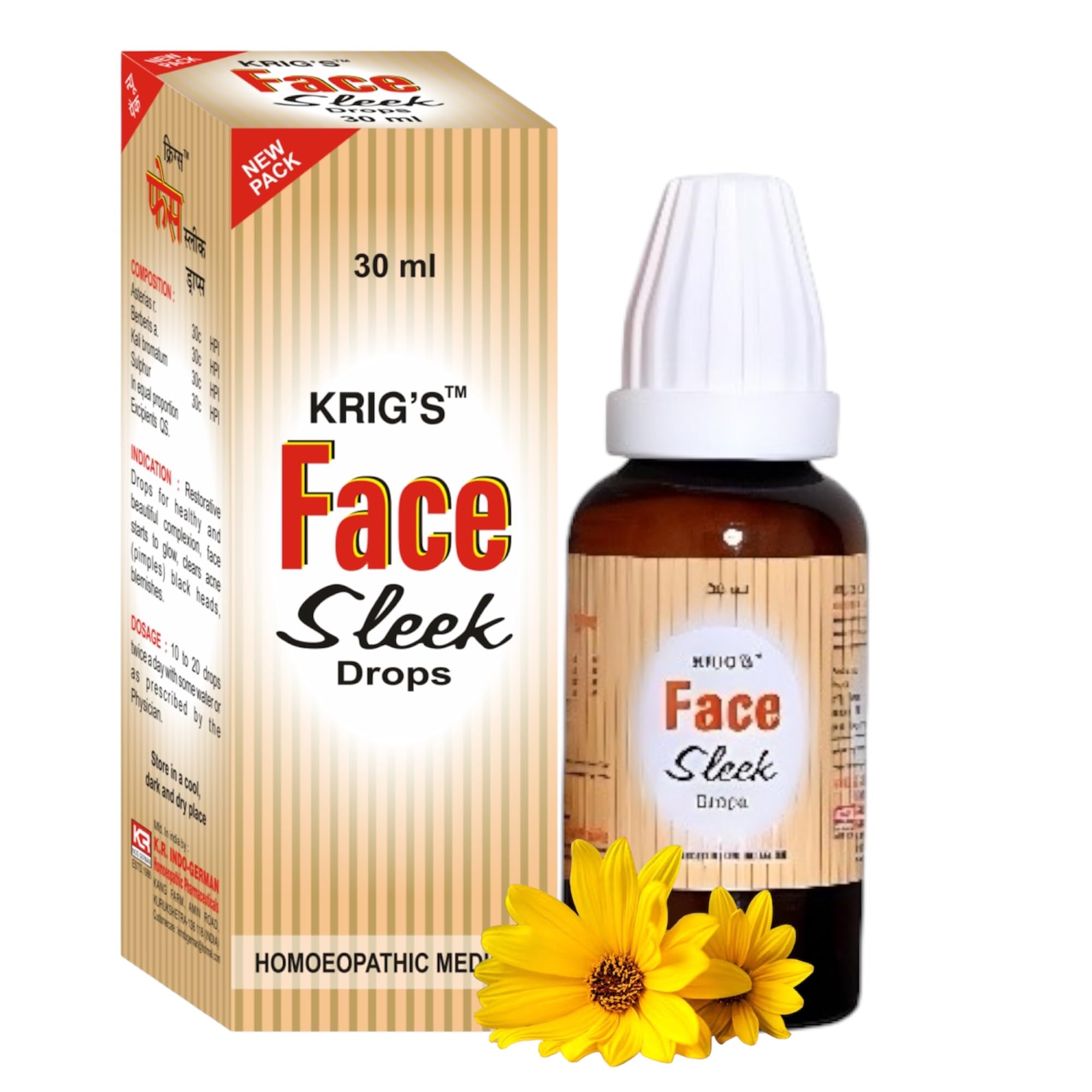 KRIG'S Face Sleek Drops Homeopathic 30ml -Set Of 2 Bottles