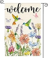 AVOIN colorlife Hummingbird Spring Flowers Double Sided Garden Flag 12x18 Inch - Durable Weatherproof Outdoor Yard Decor