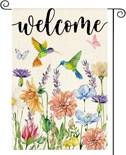 AVOIN colorlife Hummingbird Spring Flowers Double Sided Garden Flag 12x18 Inch - Durable Weatherproof Outdoor Yard Decor