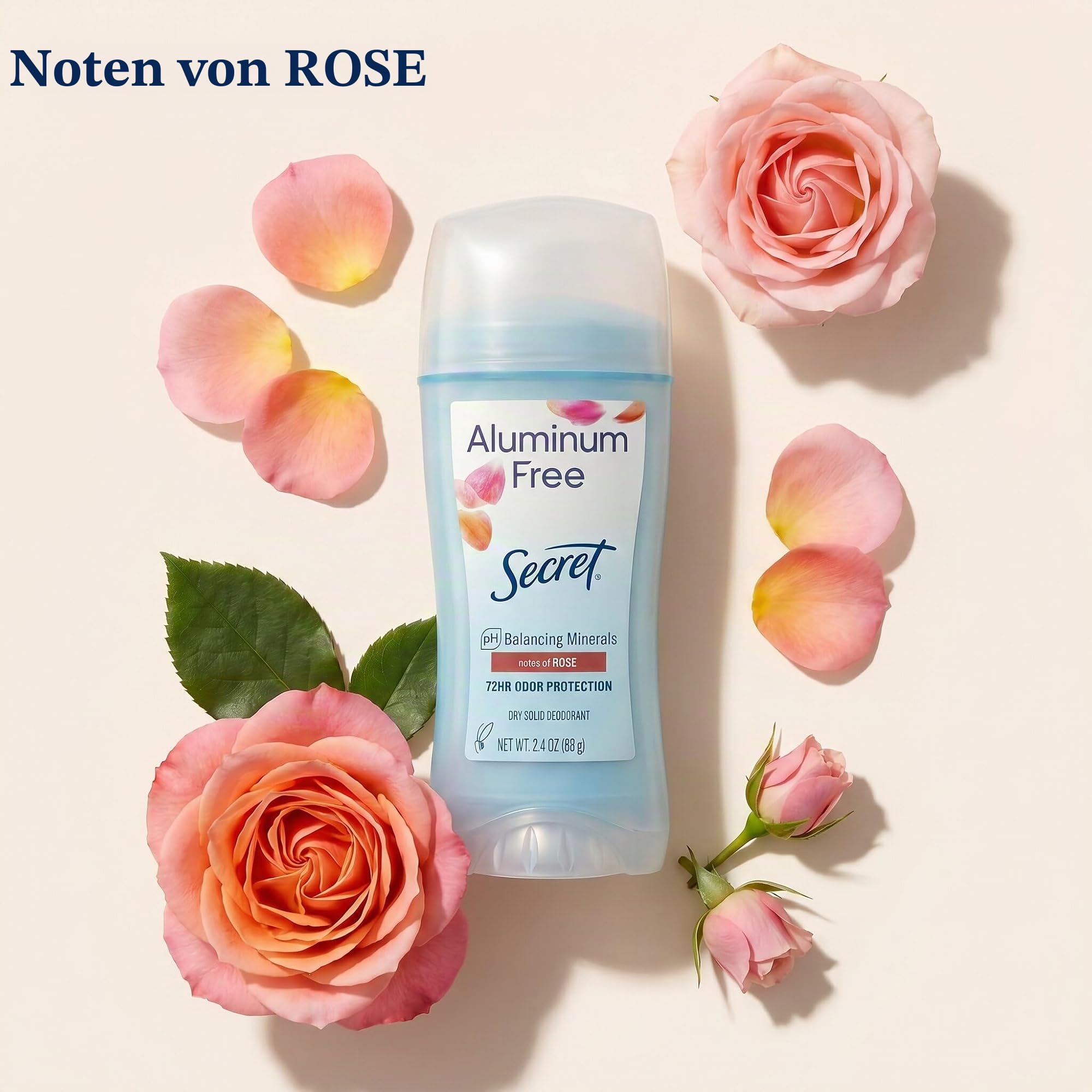 Secret Aluminum Free Deodorant für Damen, Rose Scent, 60 g, 3 Stück