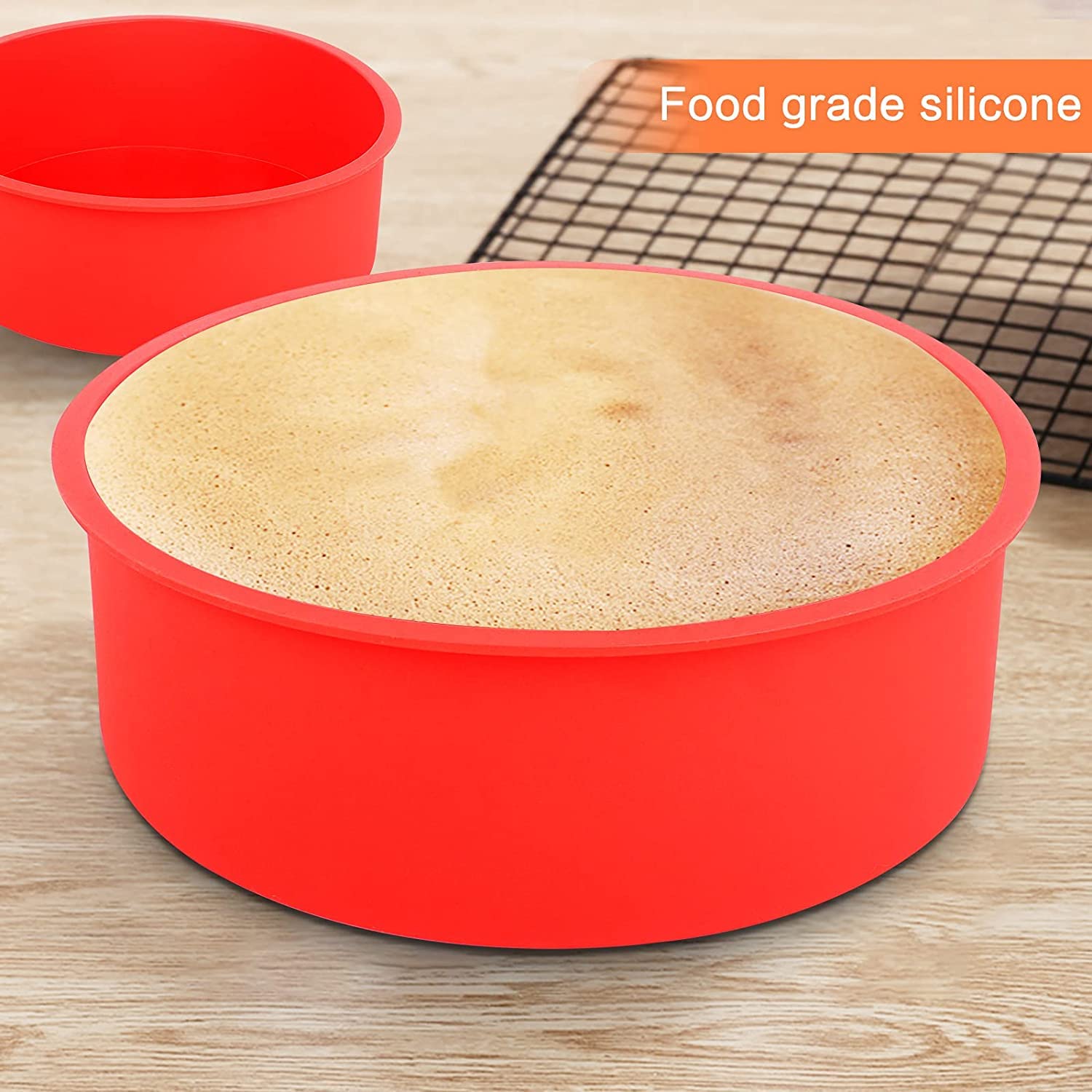 Moules à Gâteau Silicone LURNODY - Set De 4 Tailles - 10 à 16cm Diamètre - Bleu, Rose, Violet