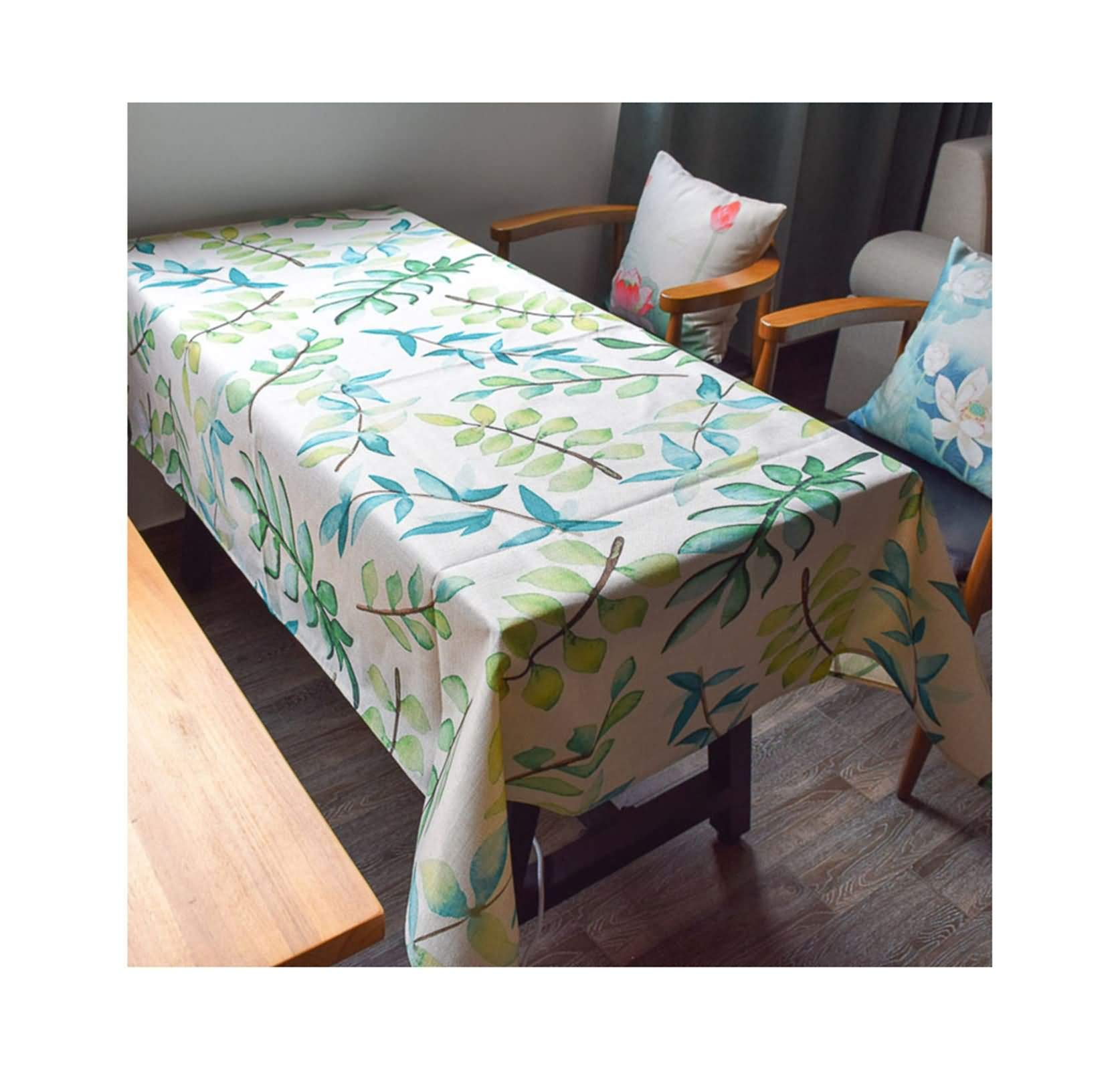 Nappe feuilles coton lin lavable pour protéger et embellir votre table