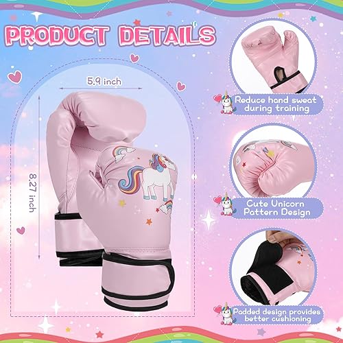 Miniatura 2 de Juego de accesorios y guantes de boxeo para niños, guantes de boxeo de 6 onzas y equipo de combate para boxeo, kickboxing, Muay Thai BJJ Karate